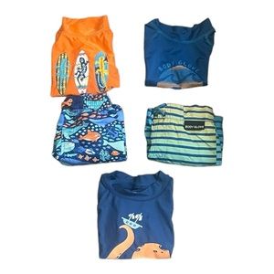 Boys Swimsuit Set 5 Piece Size 5 5T Rash Guards Swim Trunks Bathing Suit